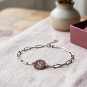 Pulsera de Eslabones Estilo Paperclip con Inicial | Tridane